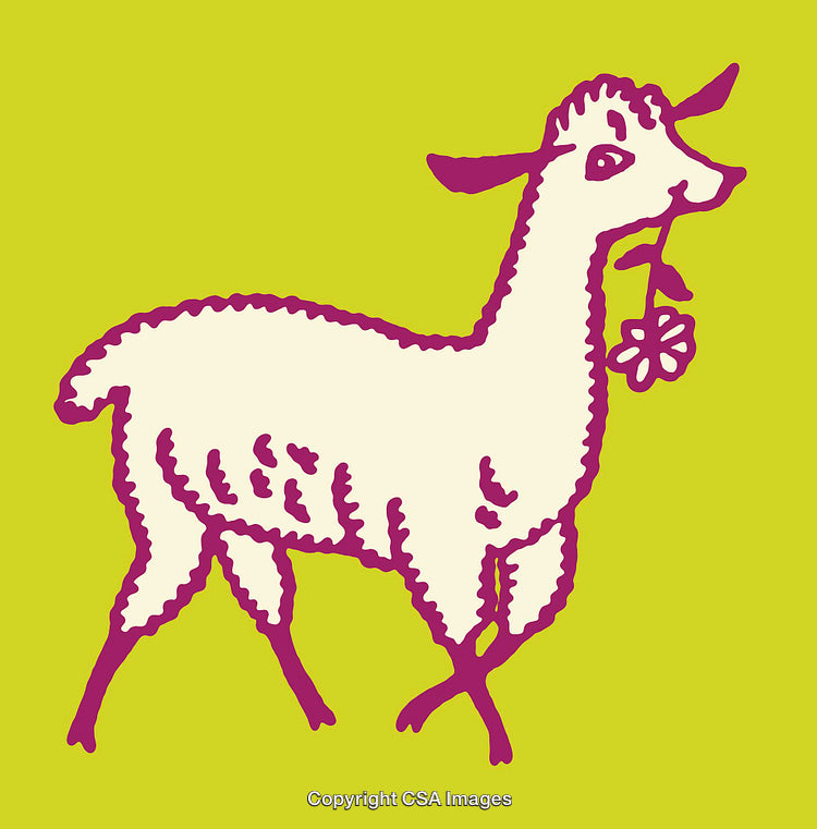 Colorful Goat Illustration with Whimsical Style and Flower Detail