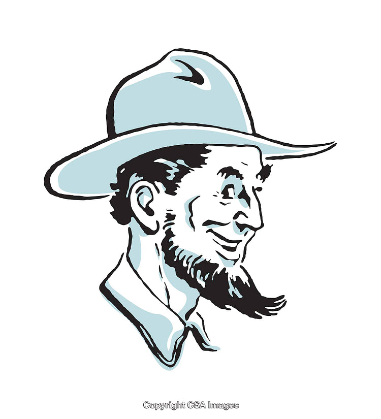 Vintage Illustration of a Smiling Man in a Hat and Beard