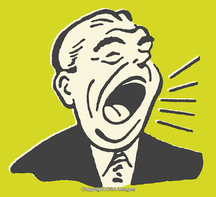 Retro Artwork of a Man Shouting on a Vibrant Green Background