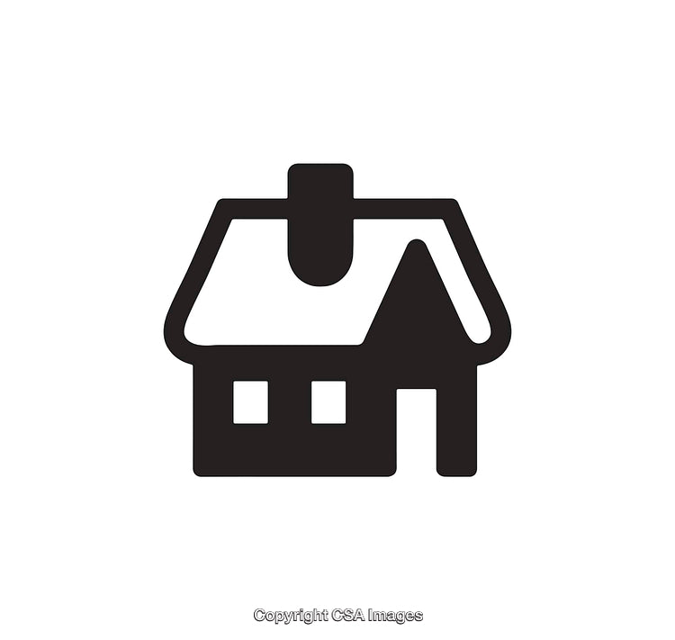 Black and White Icon of a House with a Chimney Silhouette