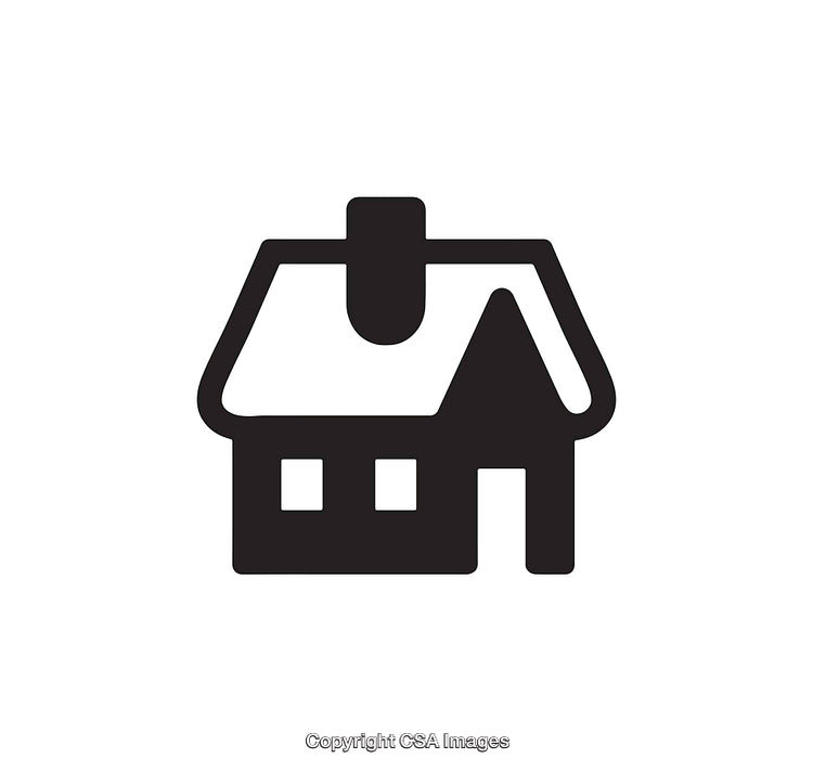 Black and White Icon of a House with a Chimney Silhouette