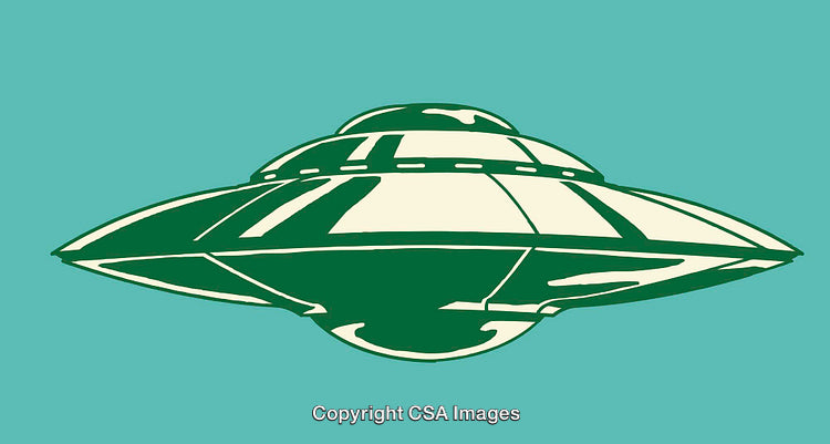 Illustration of a Detailed UFO in a Line Art Style