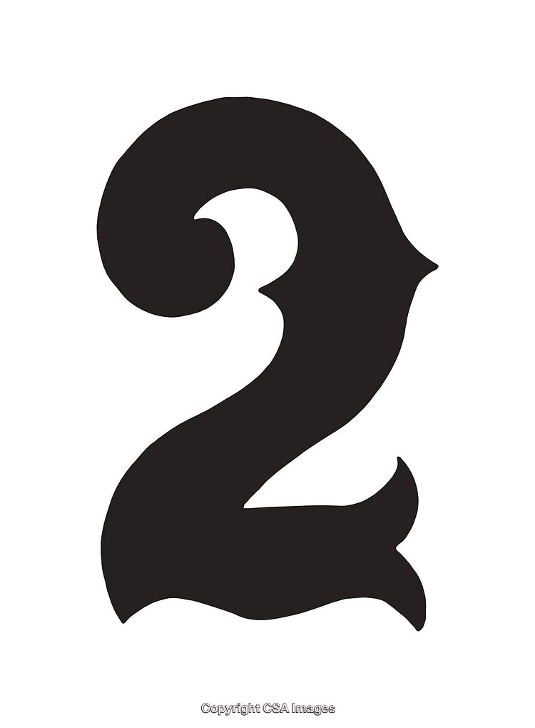 Decorative Number Two in Bold Black Illustrated Style