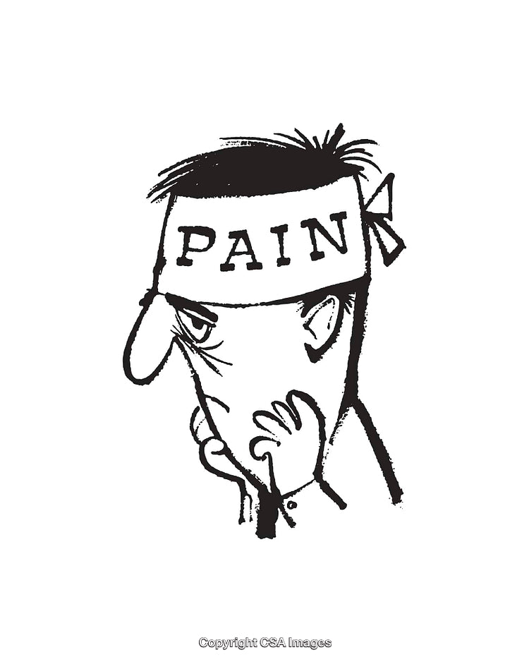 Black and White Line Art of a Person Expressing Pain