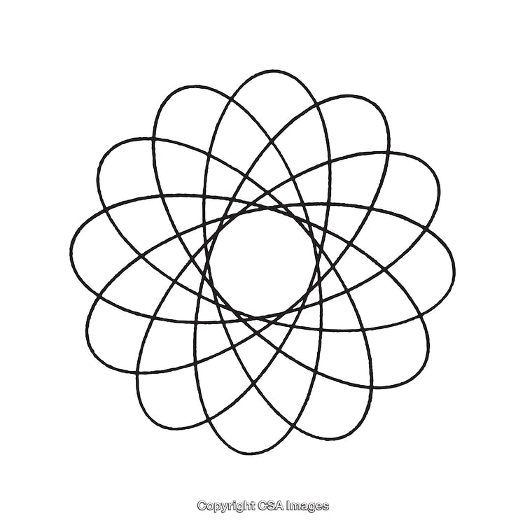 Black and White Abstract Circular Geometric Shape on White Background