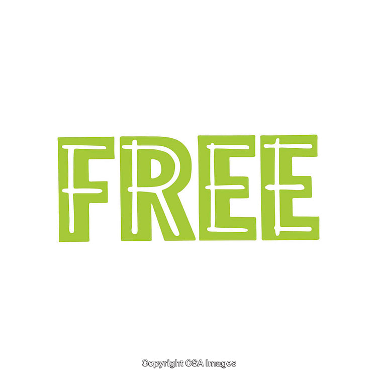 Green Text Illustration on White Background Depicting the Word Free