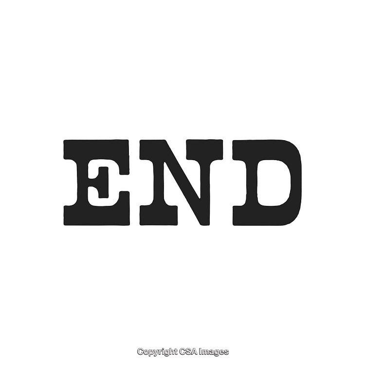 Simple Bold Text Displaying the Word 'End' on a Plain Background
