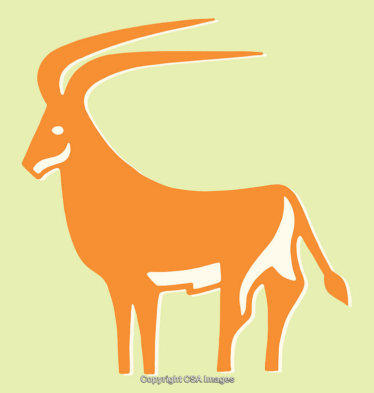 Stylized Orange Antelope Illustration on a Light Green Background