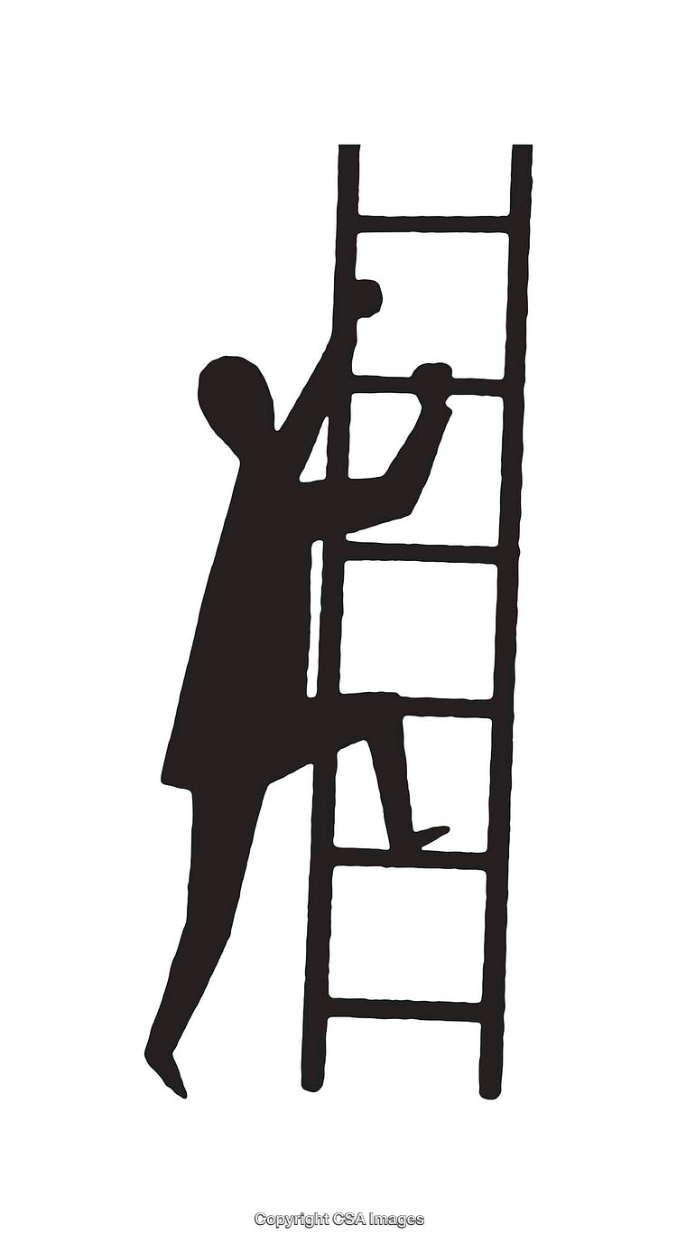Silhouette Of Person Climbing Ladder Depicting Progress and Aspirations