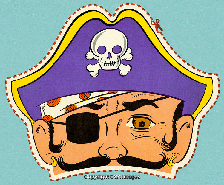 Colorful Pirate Mask Illustration with Skull Hat and Eye Patch