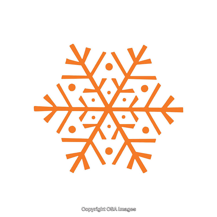 Orange Snowflake Design in Minimalist Style on White Background
