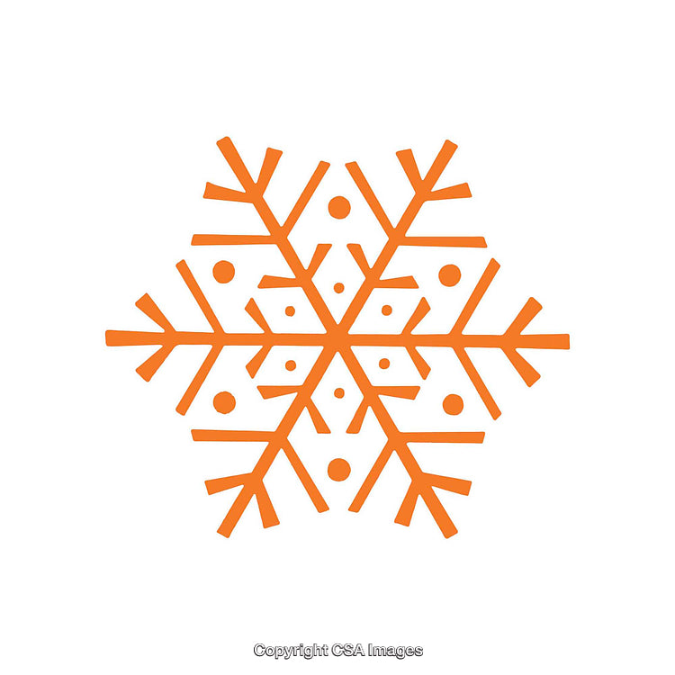 Orange Snowflake Design in Minimalist Style on White Background