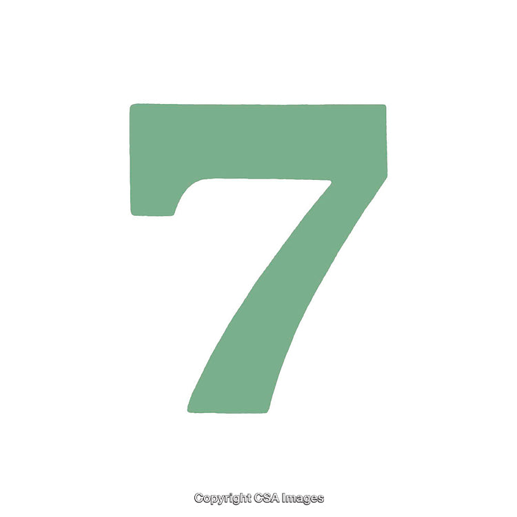 Green Number Seven on a Simple White Background