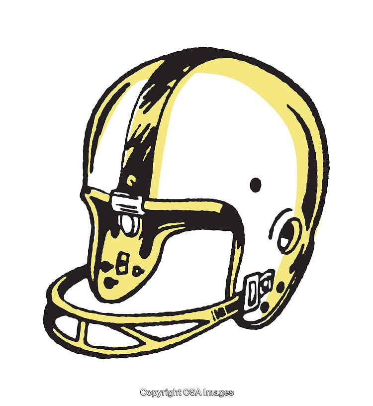 Retro Illustration of a Yellow Football Helmet With Bold Black Accents