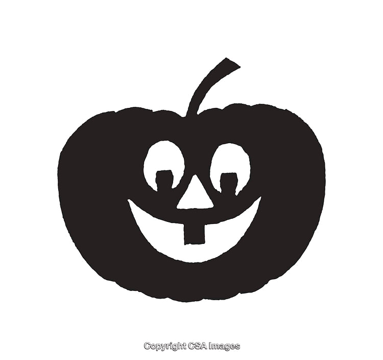 Black and White Smiling Jack-O'-Lantern Halloween Illustration