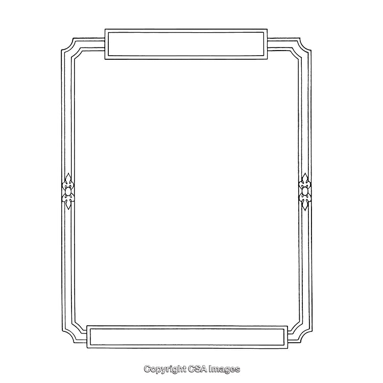 Decorative Black and White Border With Elegant Floral Accents