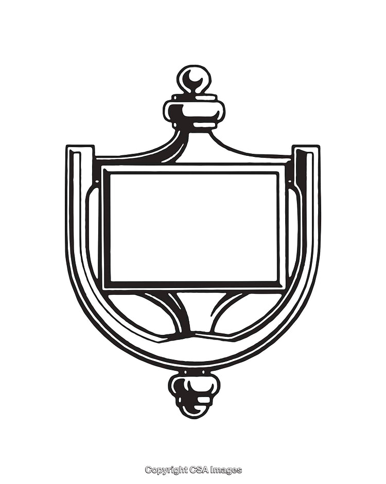 Decorative Black And White Line Art Illustration of Vintage Plaque Design