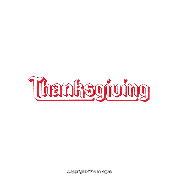 Thanksgiving Text in Red Ornamental Font on White Background