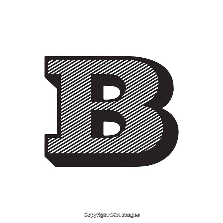 Bold Black Letter B Design With Diagonal Striped Texture
