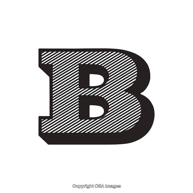 Bold Black Letter B Design With Diagonal Striped Texture