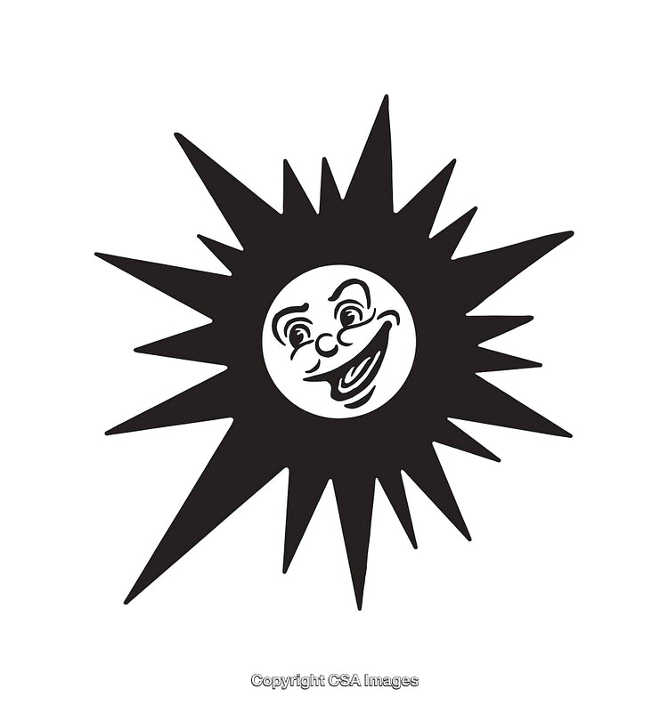 Smiling Sun Design With Expressive Art and Sharp Rays