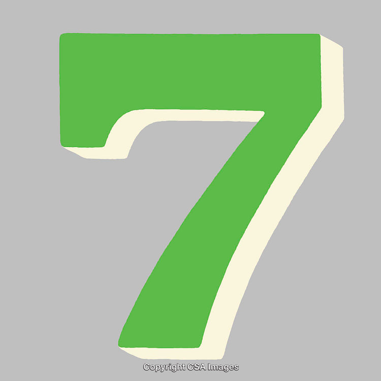 Green Number Seven With Unique Style on Gray Background
