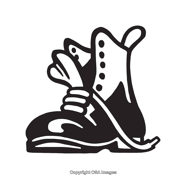 Vintage Black and White Illustration of a Lace-Up Boot
