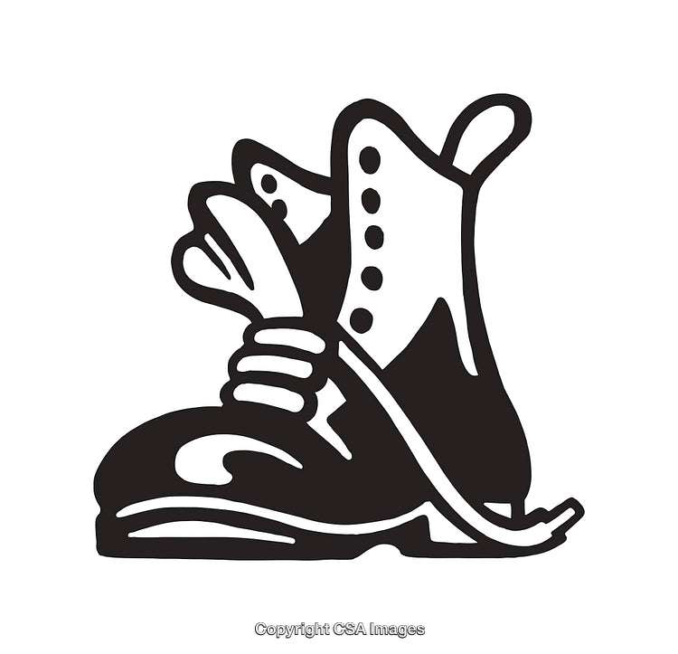 Vintage Black and White Illustration of a Lace-Up Boot