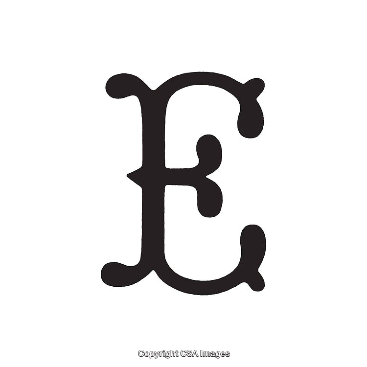 Stylized Black Uppercase Letter E on White Background