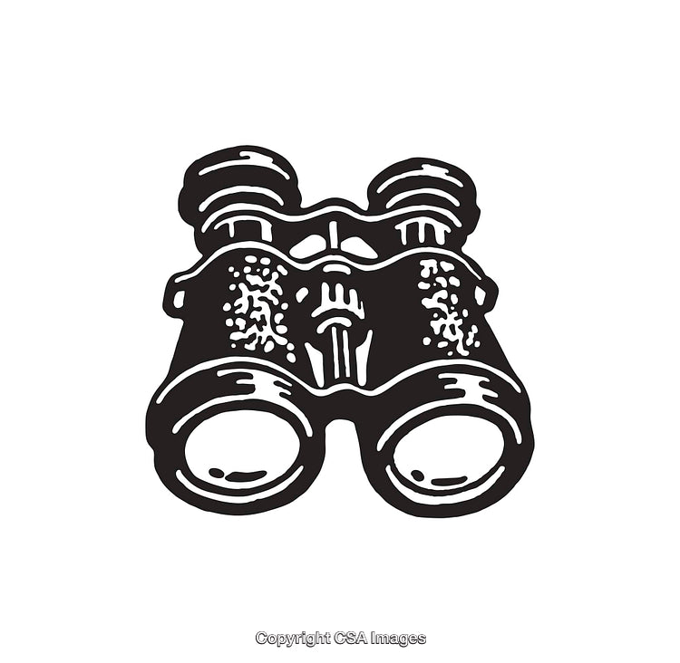 Black And White Line Art Illustration of Binoculars