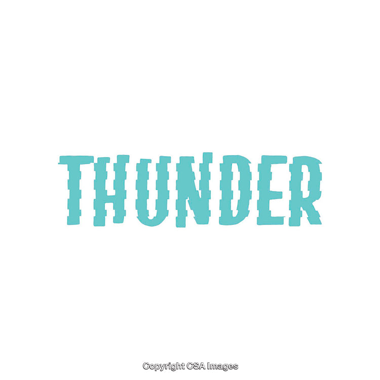 Stylized Text Design with the Word Thunder in Blue Typeface