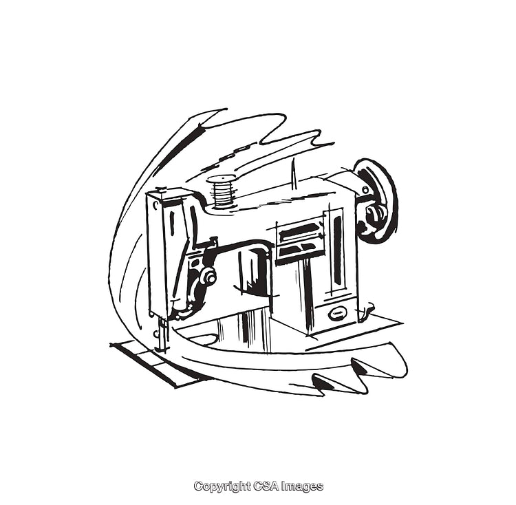 Vintage Sewing Machine Line Illustration with Artistic Flair and Detail