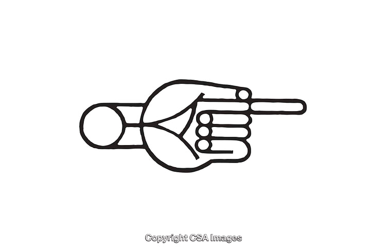 Black And White Line Art of a Pointing Hand Symbol