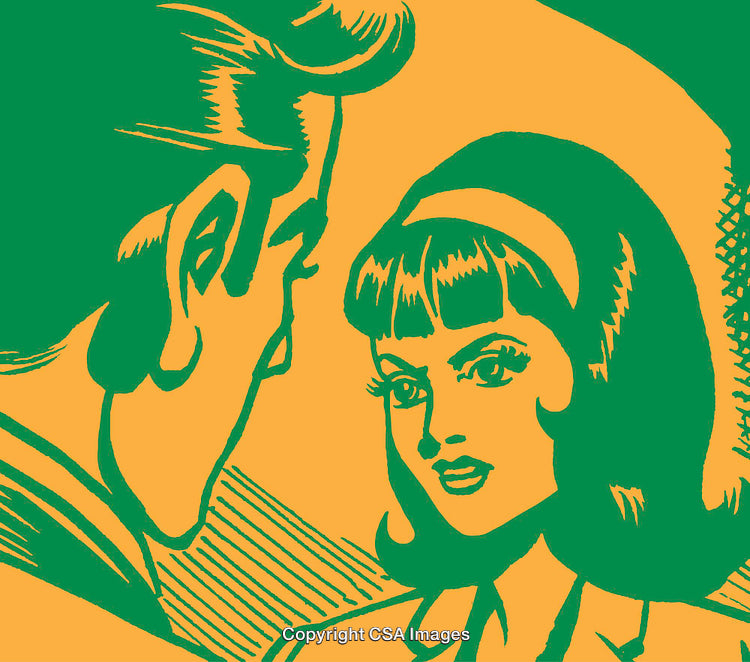 Retro Pop Art Style Illustration of a Man and Woman Interaction