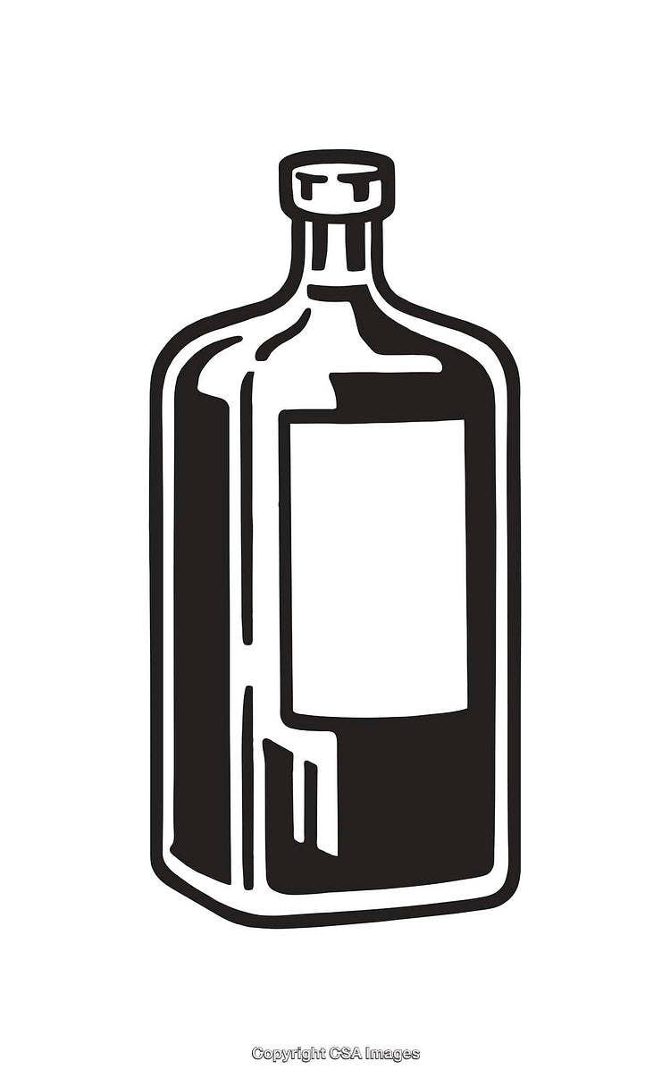 Black and White Line Art Illustration of a Bottle