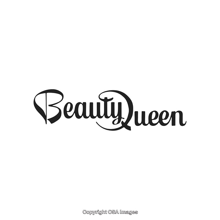 Elegant Beauty Queen Text Logo Design in Black on a White Background