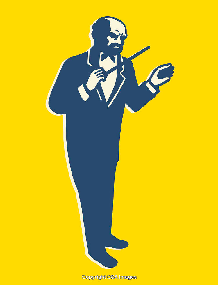 Elegant Vintage Figure Illustration with Bold Yellow Background