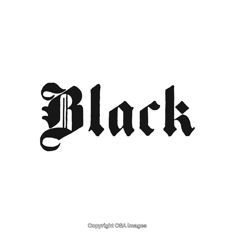 Blackletter Typography Featuring the Word 'Black' on a White Background