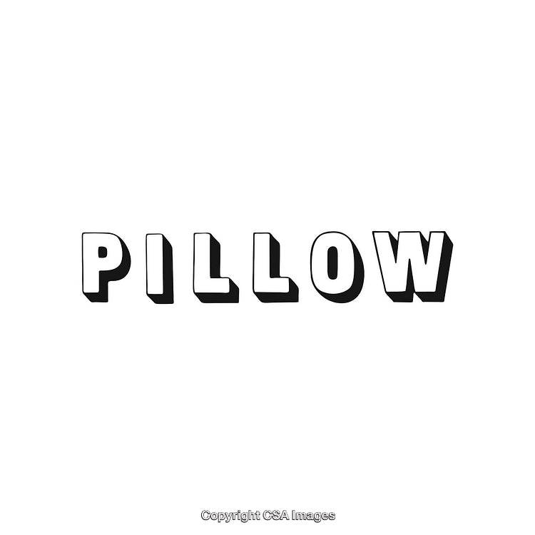 Bold Layered Typography of the Word 'Pillow' in Black and White