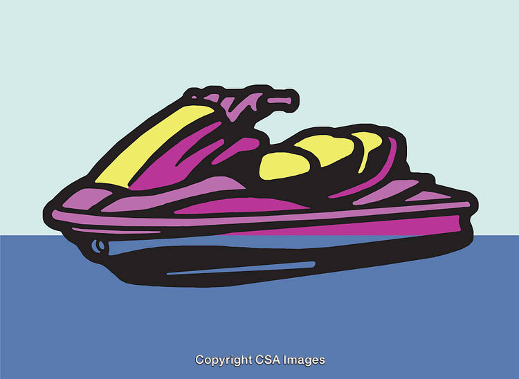Colorful Line Art Illustration of a Modern Jet Ski on Water