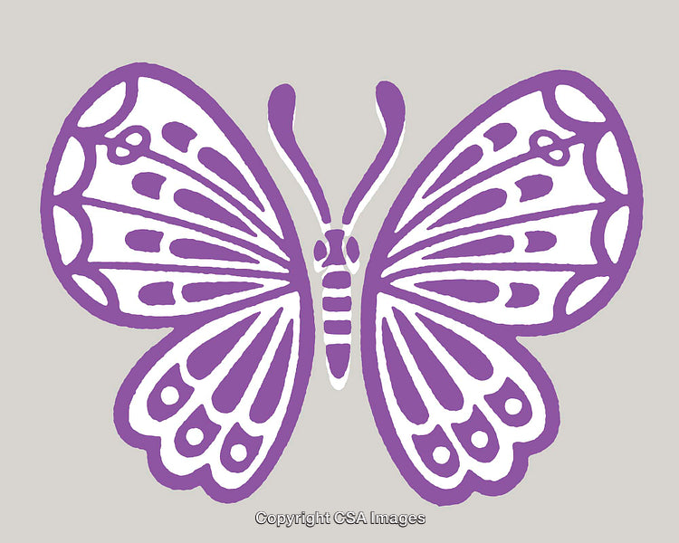 Purple Butterfly Line Art on Neutral Background