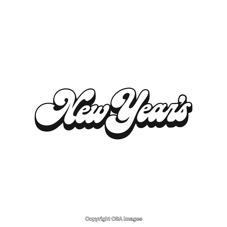 Stylish Retro New Year's Logo Design in Bold Black and White Style