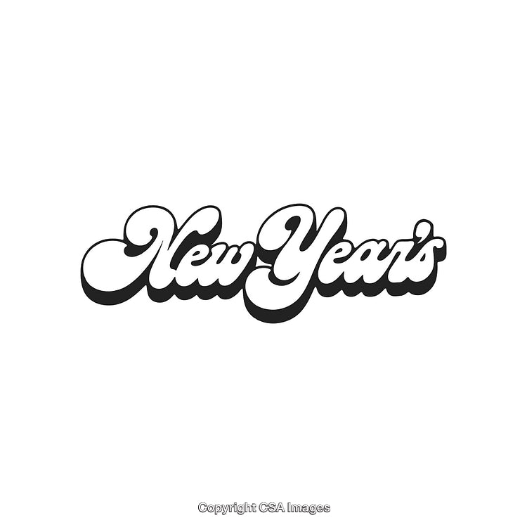 Stylish Retro New Year's Logo Design in Bold Black and White Style