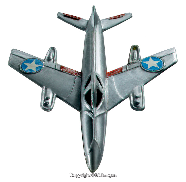 Top View of a Metallic Model Aircraft with Star Markings