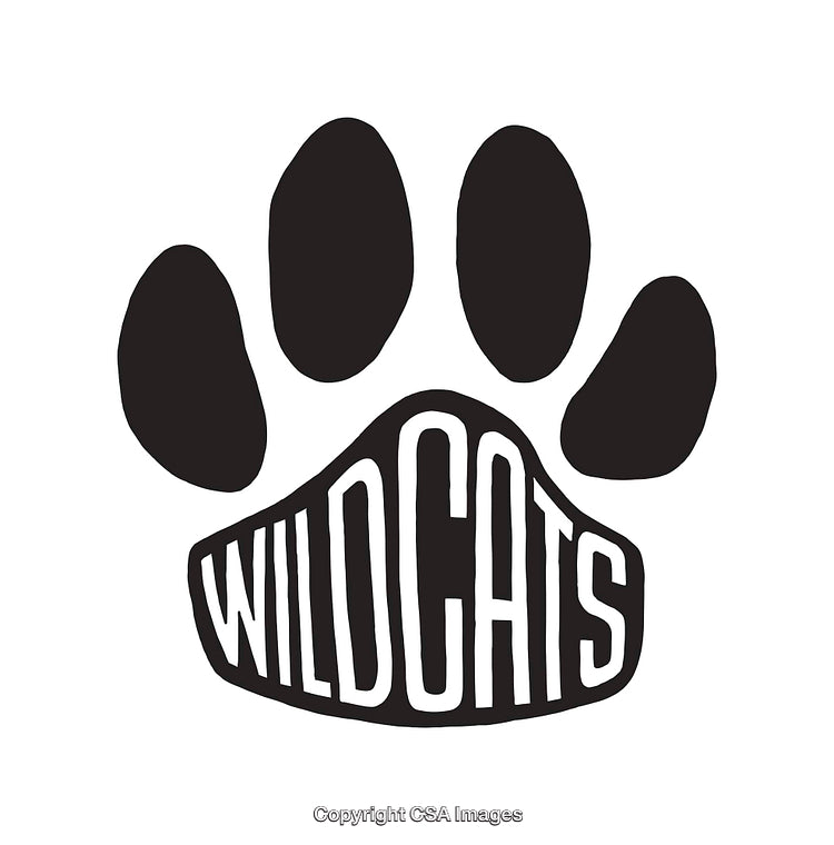 Black and White Illustration of a Wildcat Paw Print Design