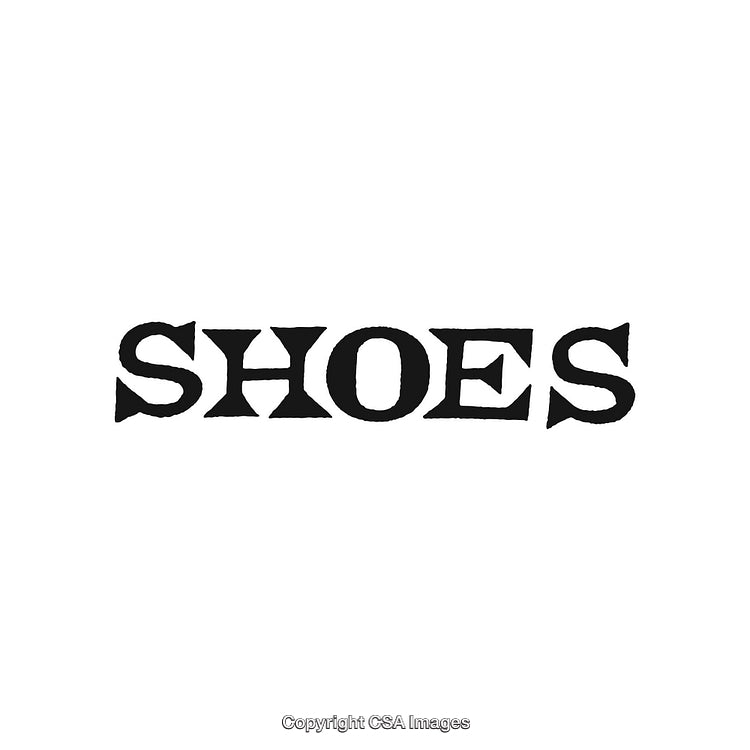 Stylized Black Typography of the Word SHOES on a Clean White Background
