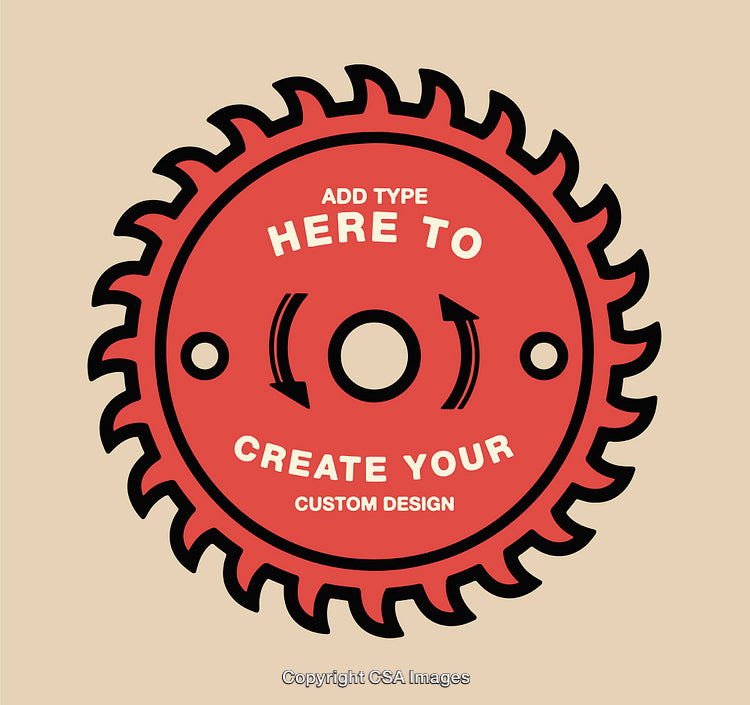 Customizable Circular Saw Blade Art With Text Placeholder Design