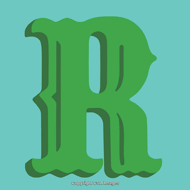 Elegant Green Letter R with Modern Retro Vibes