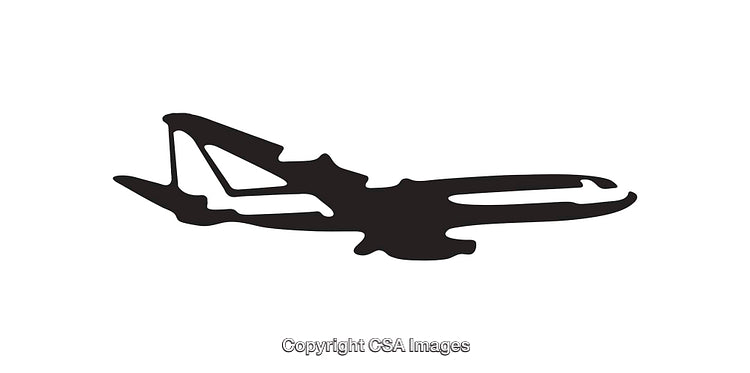 Black and White Airplane Silhouette Icon for Graphic Design Projects