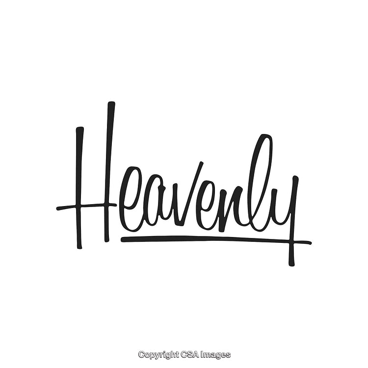 Minimalist Handwritten Typography Art Featuring the Word 'Heavenly' on White Background